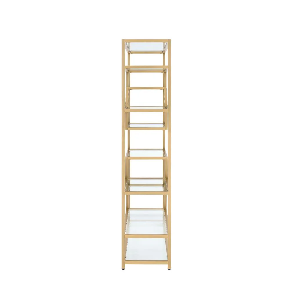 Lecanga- Bookshelf - Gold & Clear Glass - Funk Metal Works LLC