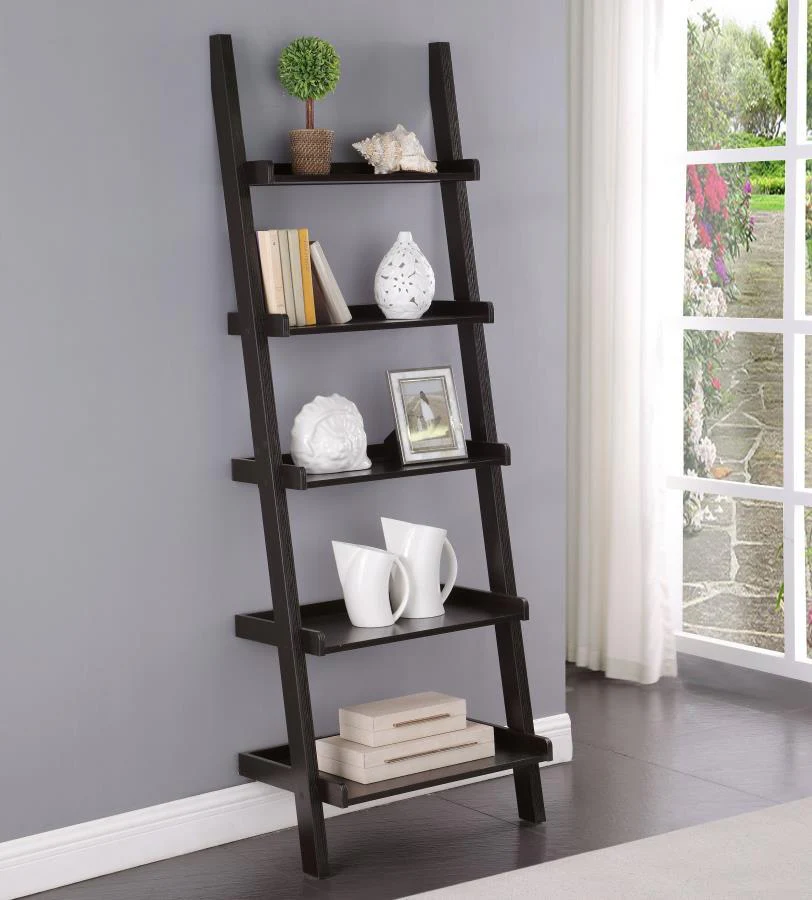 Colella - 5-Shelf Ladder Bookcase - Brown - Funk Metal Works LLC