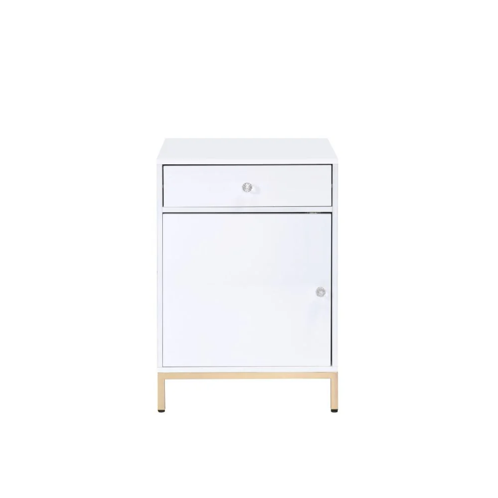 Ottey - Cabinet - White High Gloss & Gold - Funk Metal Works LLC