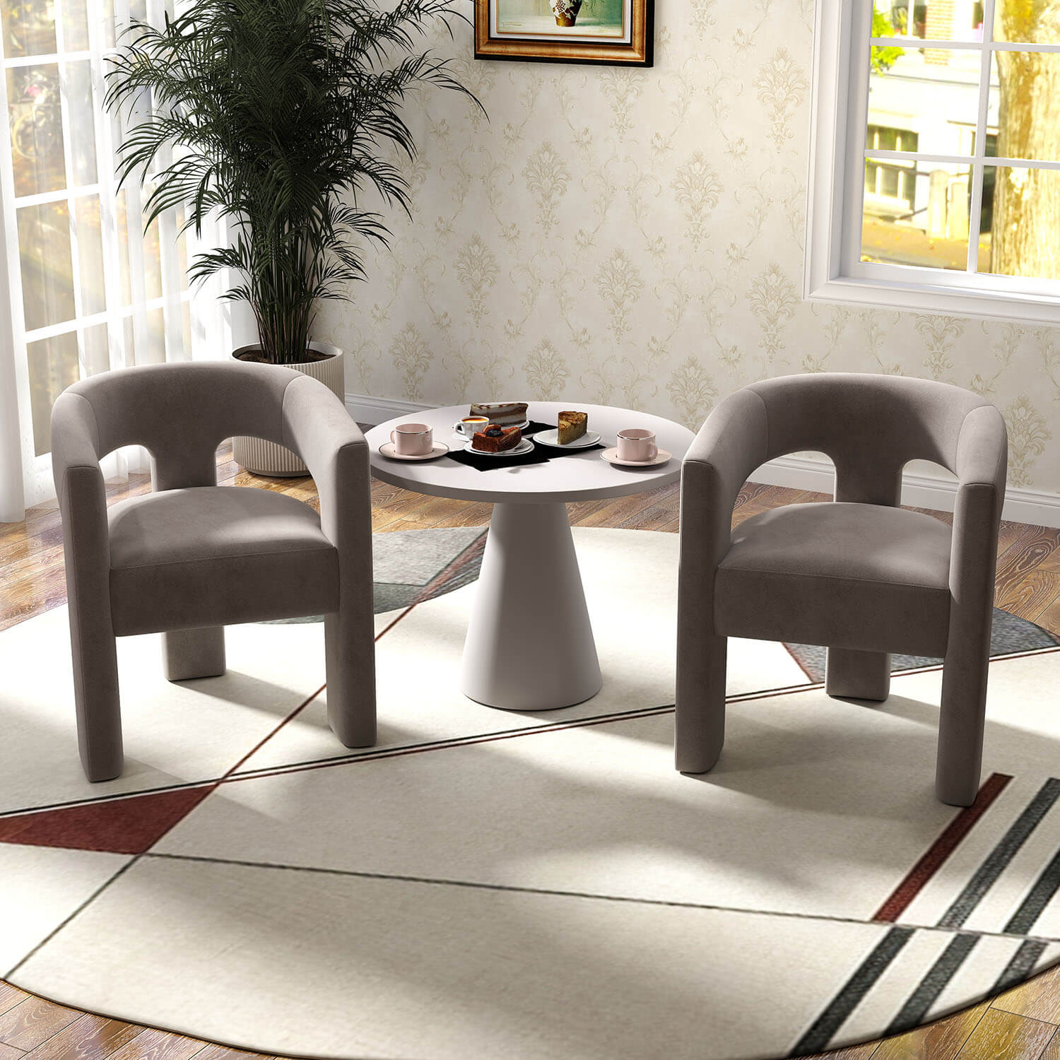 SEYNAR Modern Glam Velvet Upholstered Dining Chair, Open-Back Accent Chair - Funk Metal Works LLC
