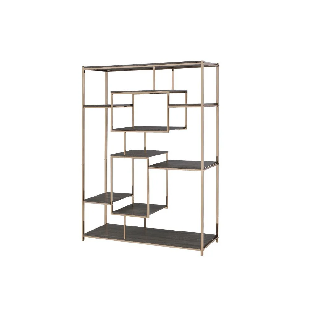 Scaola - Bookshelf - Rustic Gray Oak & Champagne - Funk Metal Works LLC
