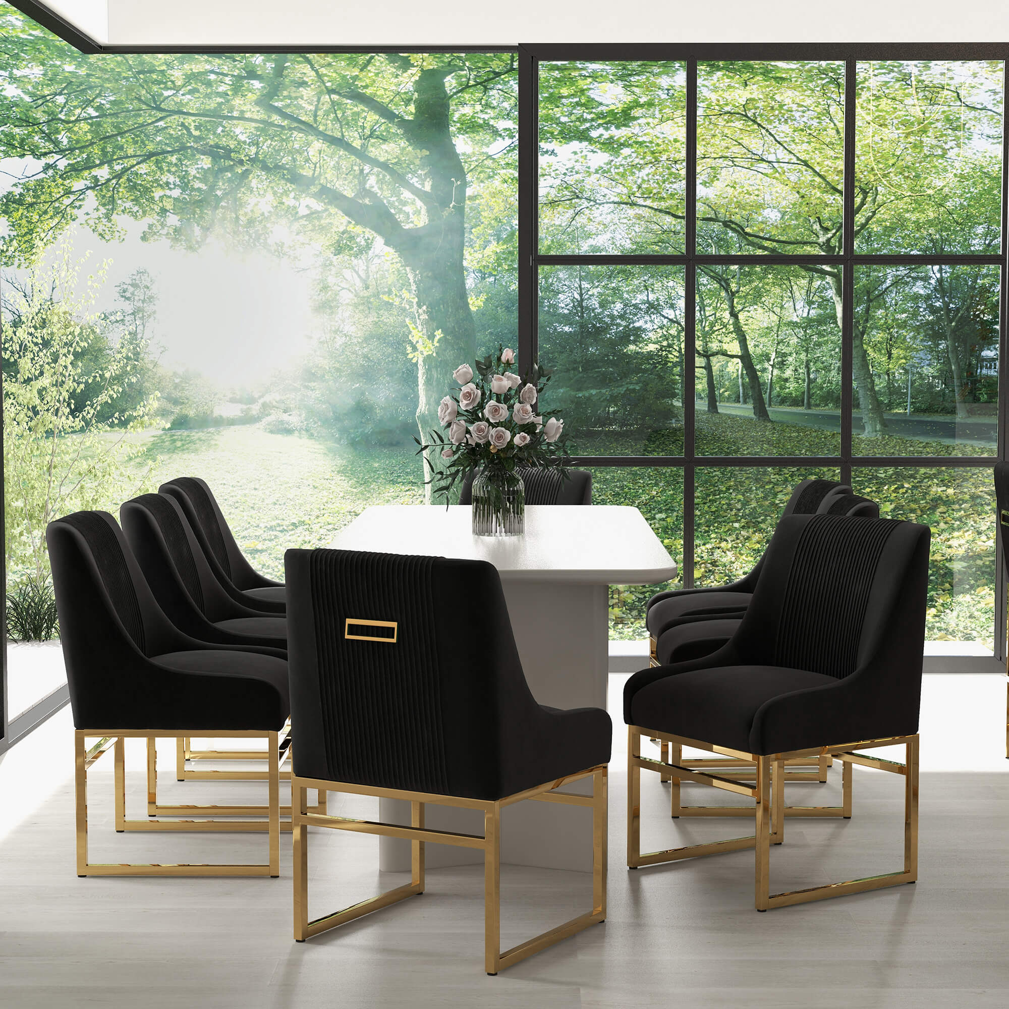 SEYNAR Contempoary Velvet Dining Chair with Metal Frame Legs, set of 2/4/6/8 - Funk Metal Works LLC