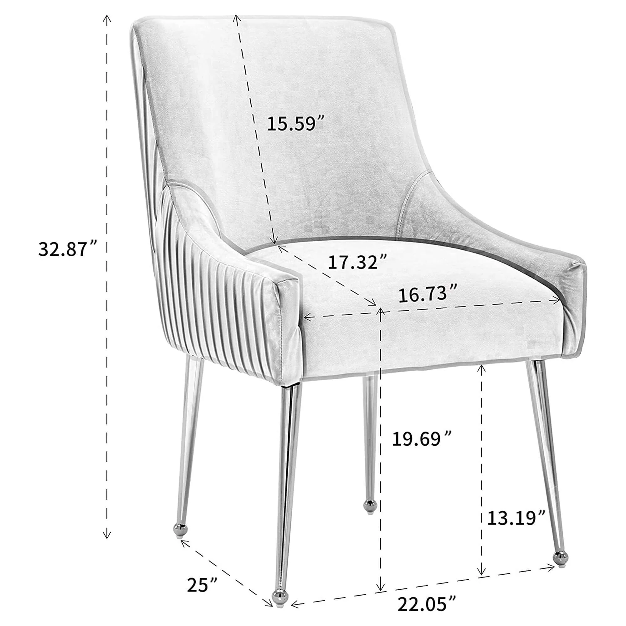 SEYNAR Modern Glam Boucle Pleated Velvet Dining Chair or Vanity Chair Set of 2/4/6 - Funk Metal Works LLC