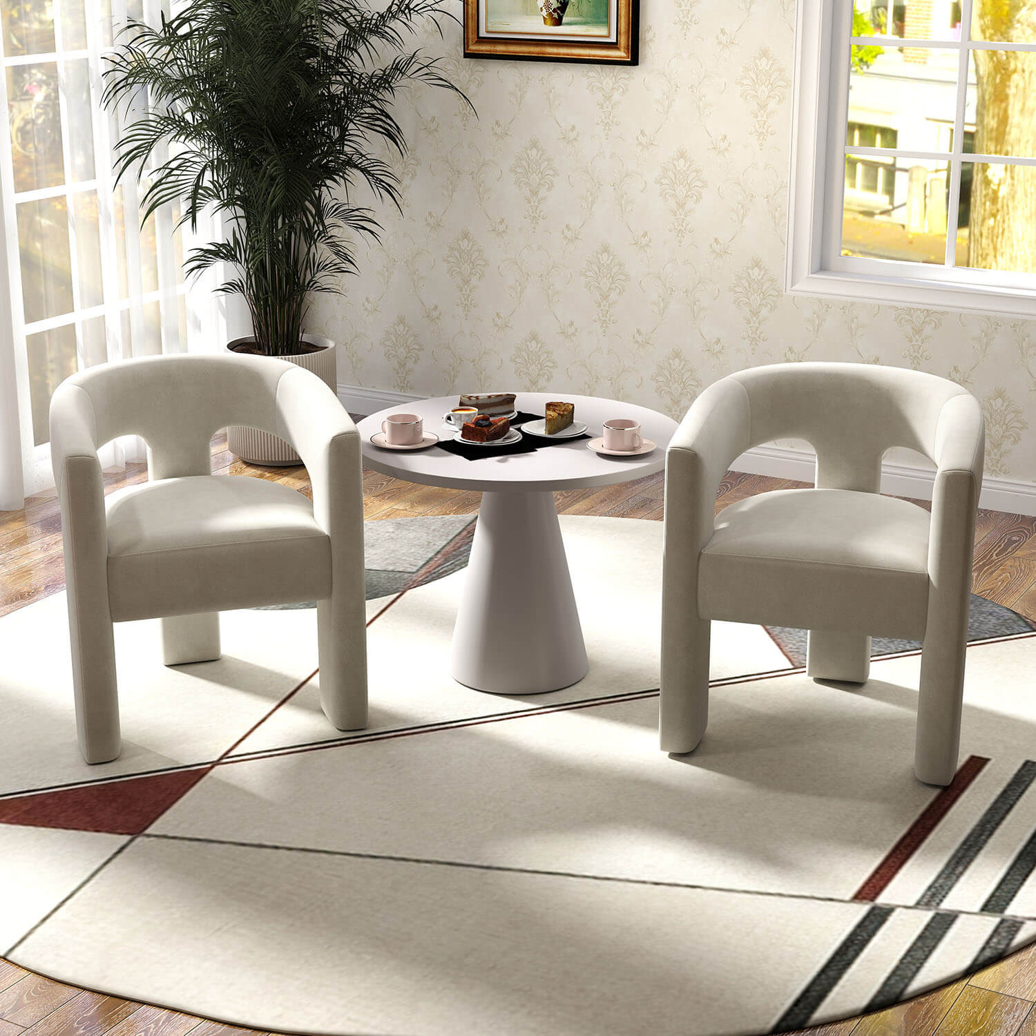 SEYNAR Modern Glam Velvet Upholstered Dining Chair, Open-Back Accent Chair - Funk Metal Works LLC
