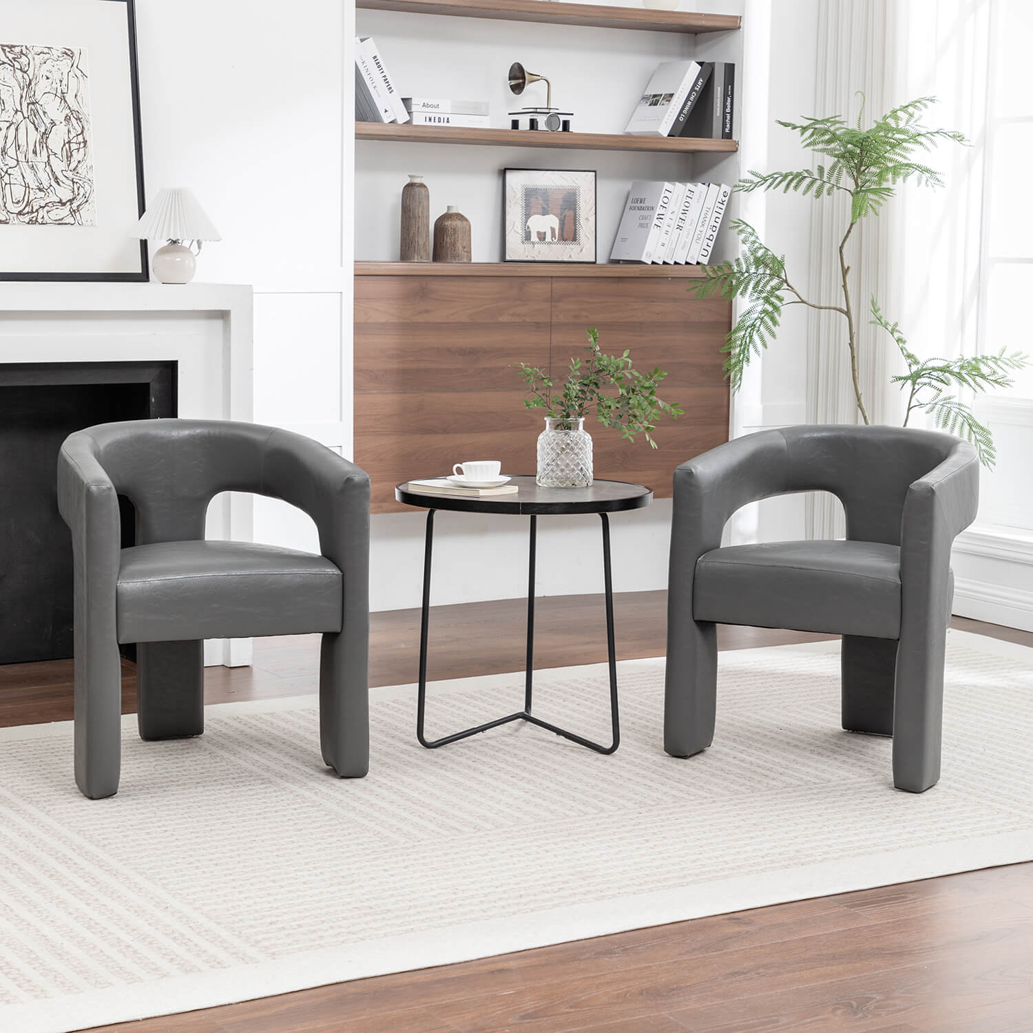 SEYNAR Modern Glam PU Leather Upholstered Dining Chair - Funk Metal Works LLC