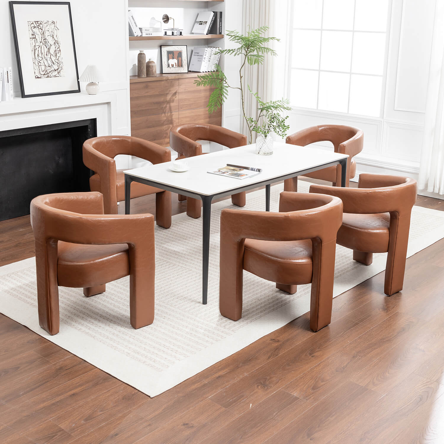 SEYNAR Modern Glam PU Leather Upholstered Dining Chair - Funk Metal Works LLC
