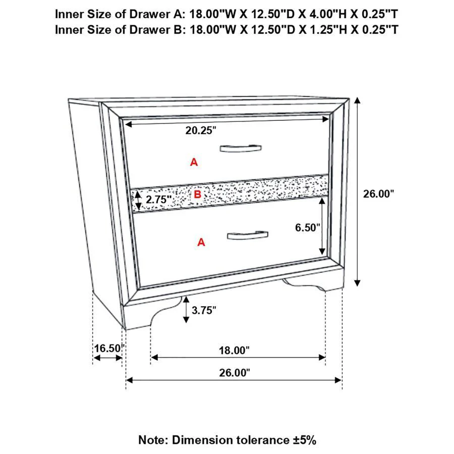 Miranda - 2-drawer Nightstand Tray - Funk Metal Works LLC