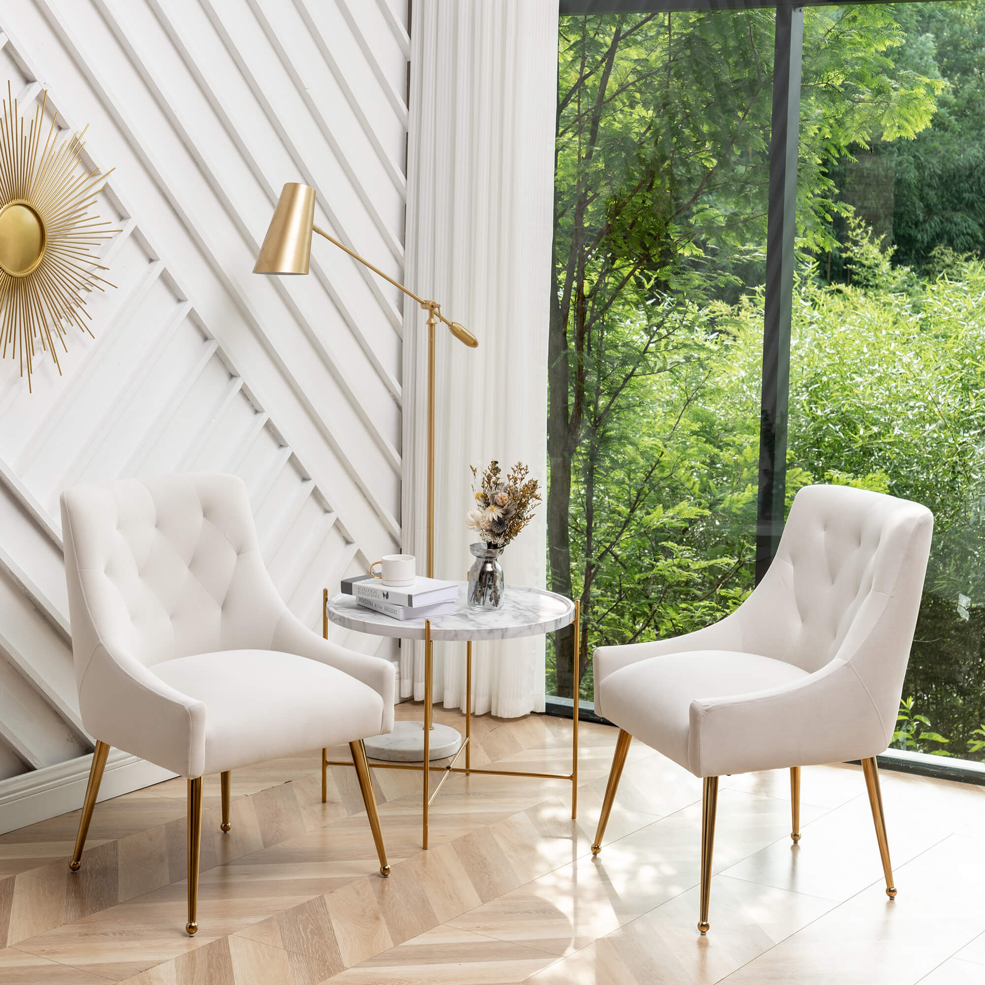 SEYNAR Modern Dining Chairs Set of 2/4/6, Upholstered Accent Chair Tufted Back Armless Chair with Back Pull - Funk Metal Works LLC