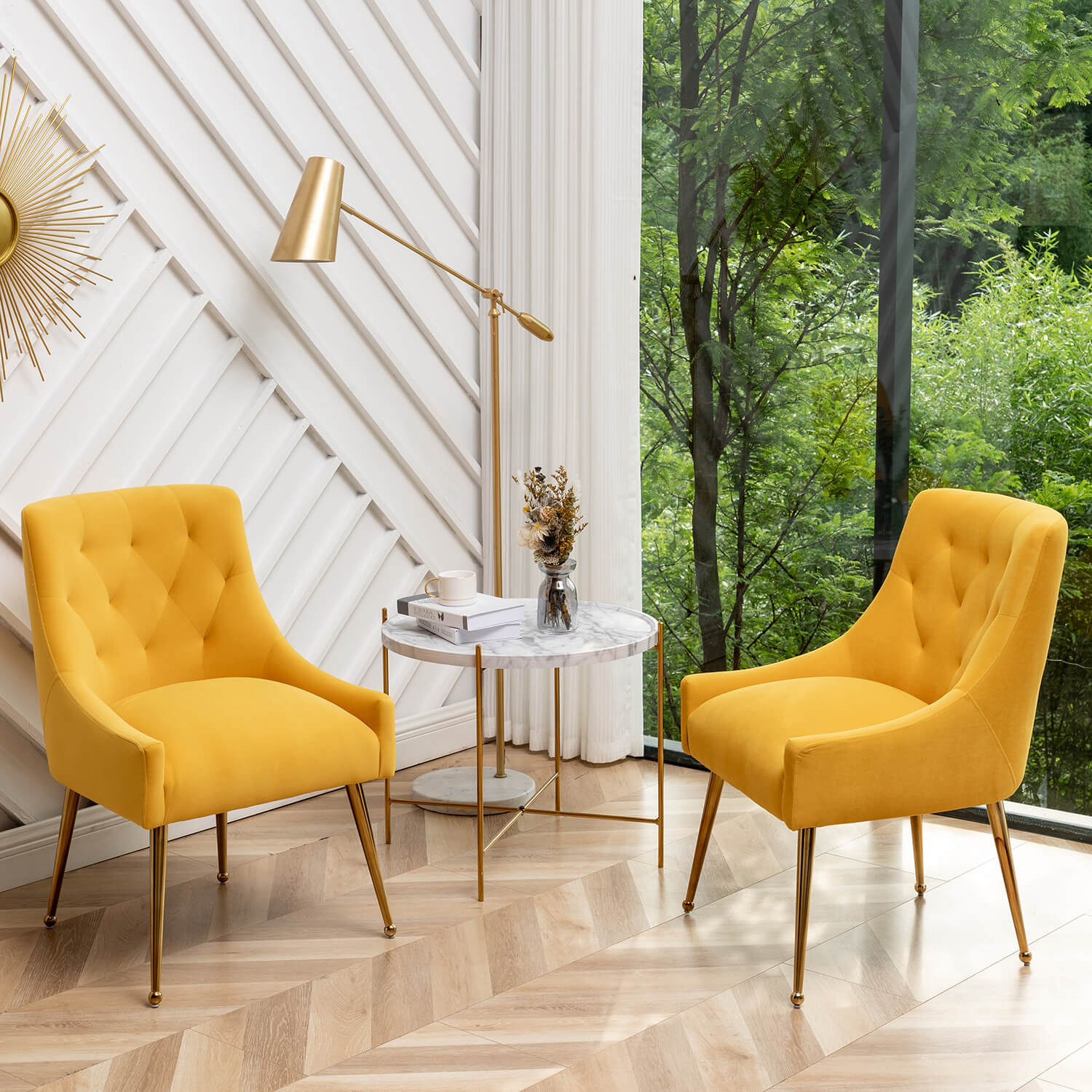 SEYNAR Modern Dining Chairs Set of 2/4/6, Upholstered Accent Chair Tufted Back Armless Chair with Back Pull - Funk Metal Works LLC