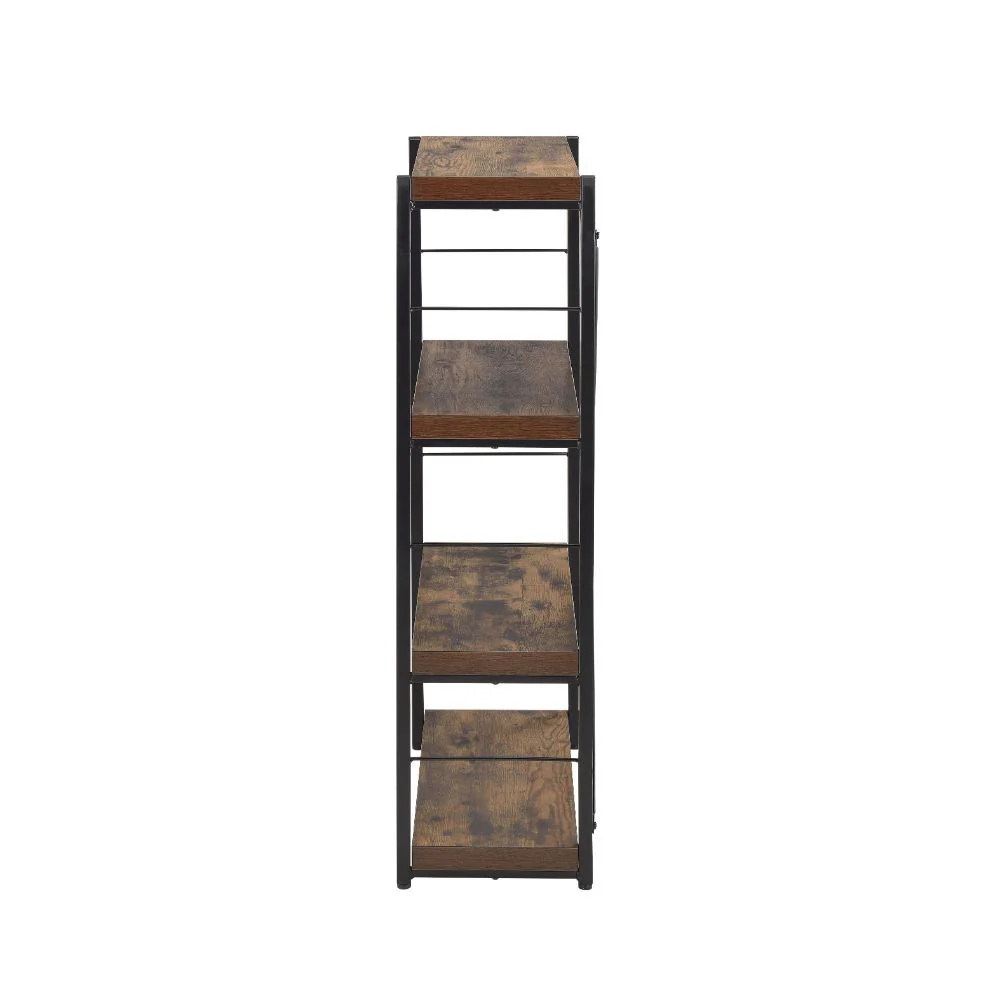 Bob - Bookshelf - Weathered Oak & Black - Funk Metal Works LLC