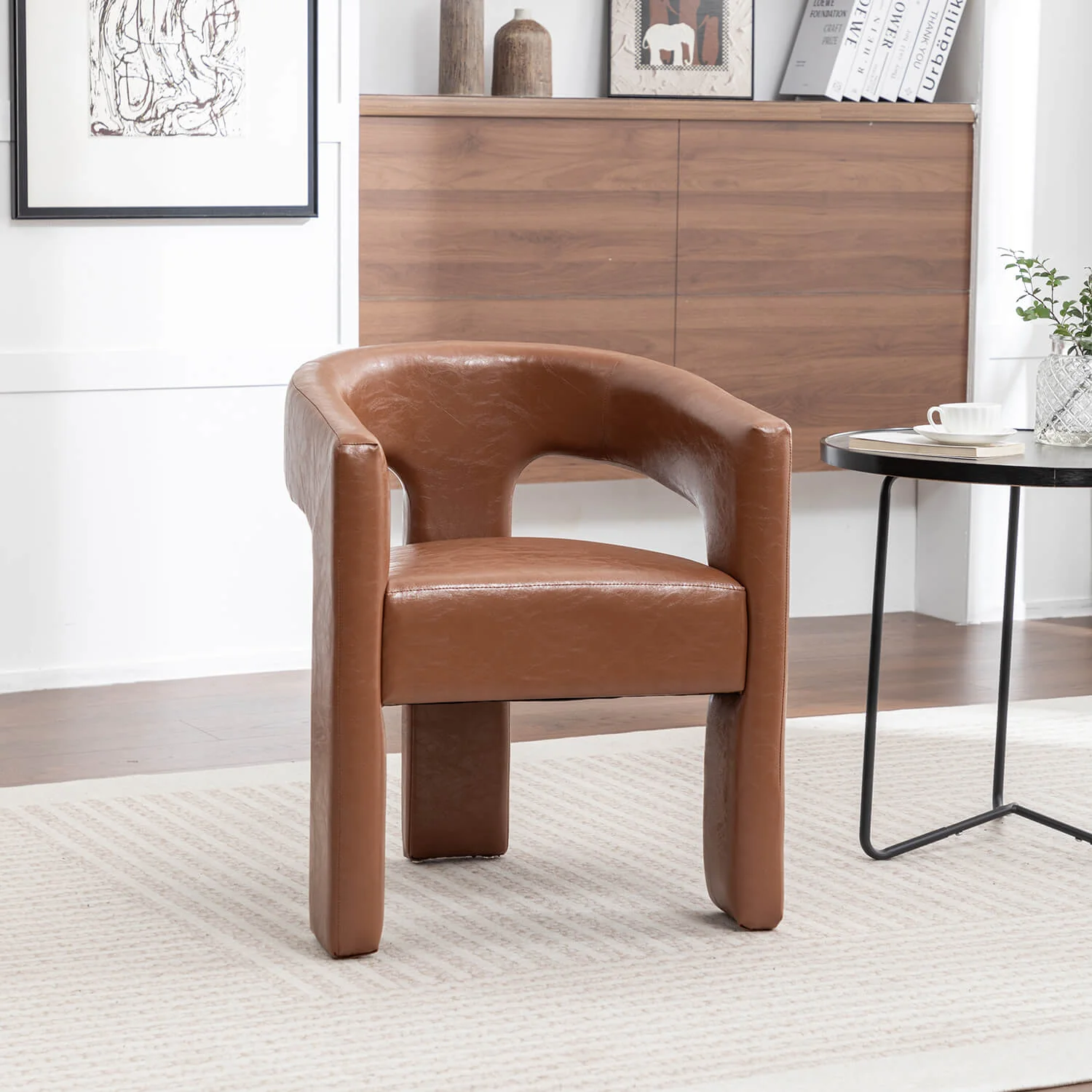 SEYNAR Modern Glam PU Leather Upholstered Dining Chair - Funk Metal Works LLC
