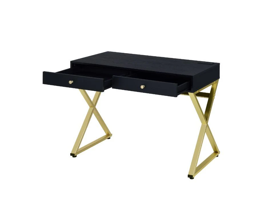 Coleen - Desk - Black & Brass Finish - Funk Metal Works LLC