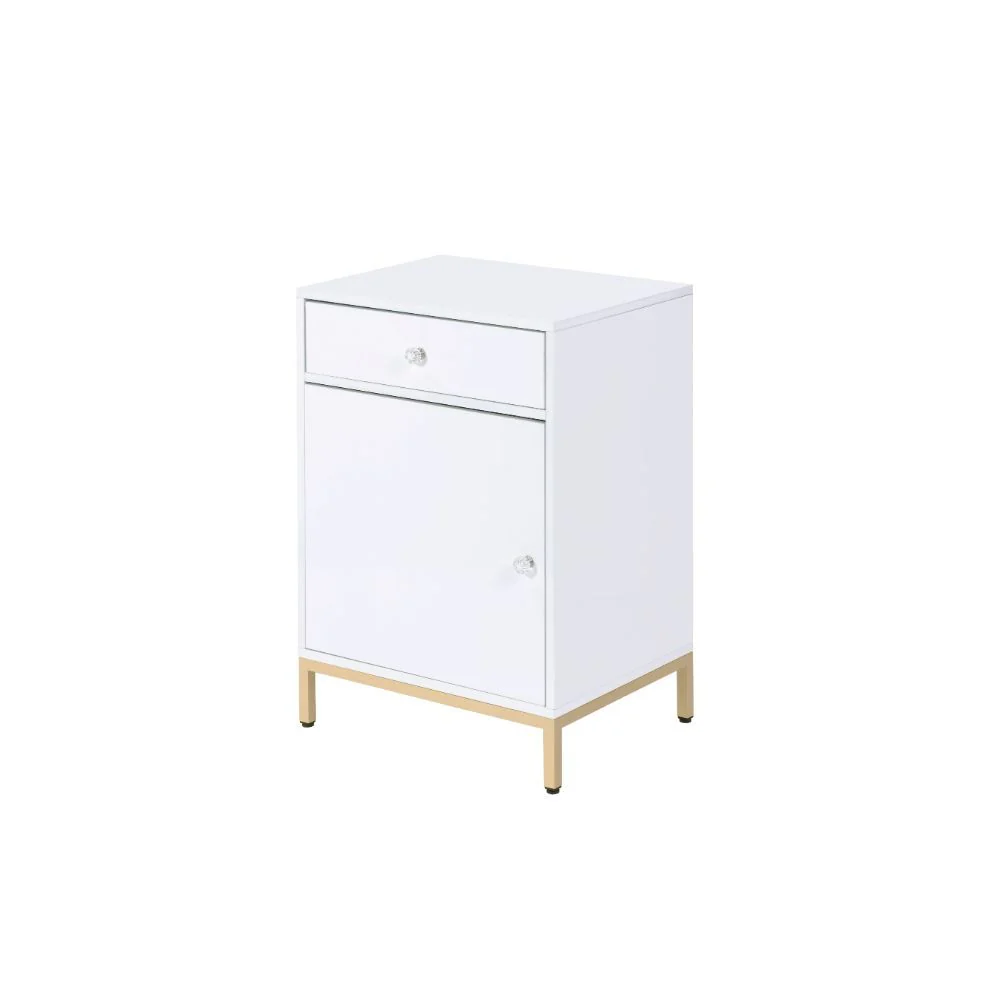 Ottey - Cabinet - White High Gloss & Gold - Funk Metal Works LLC