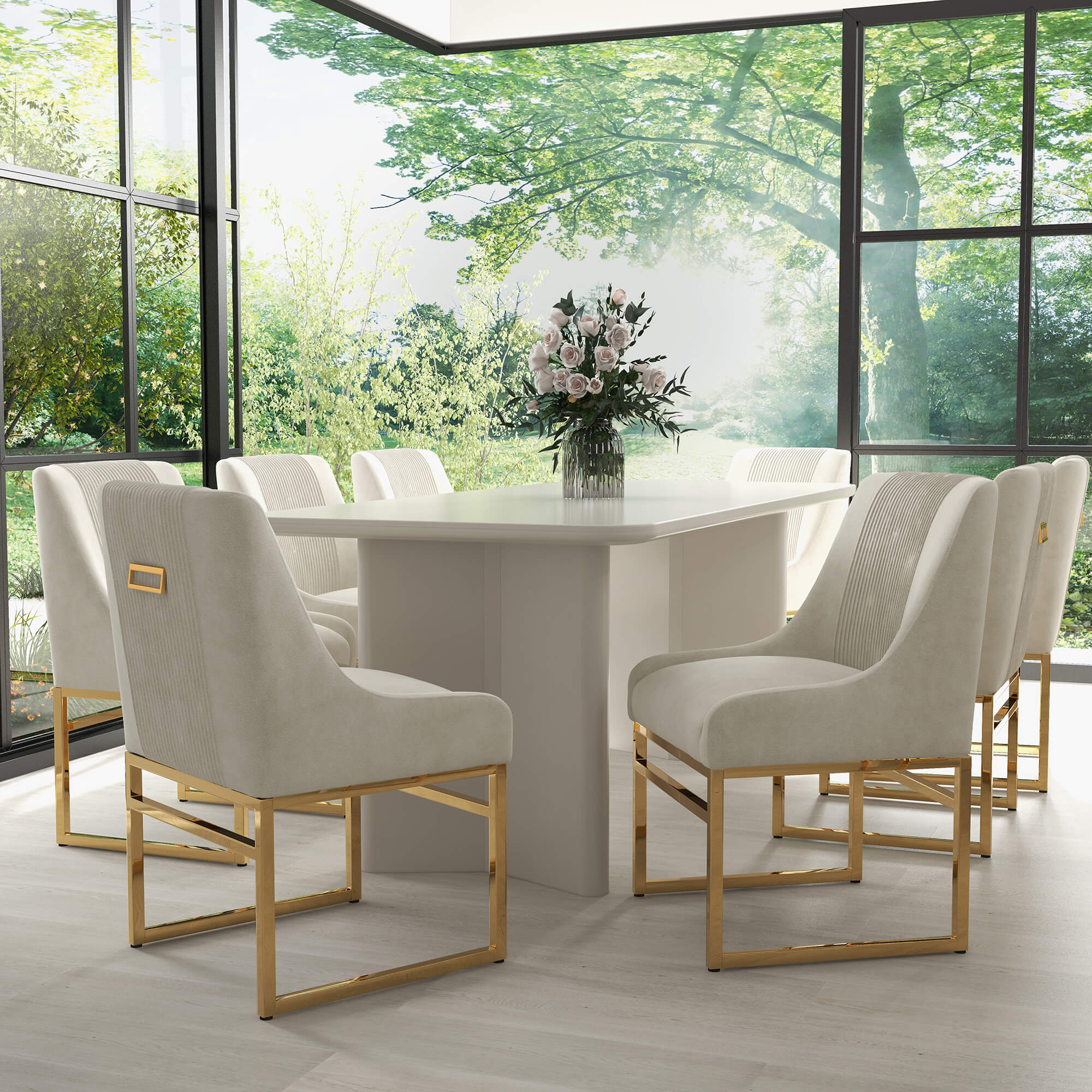 SEYNAR Contempoary Velvet Dining Chair with Metal Frame Legs, set of 2/4/6/8 - Funk Metal Works LLC