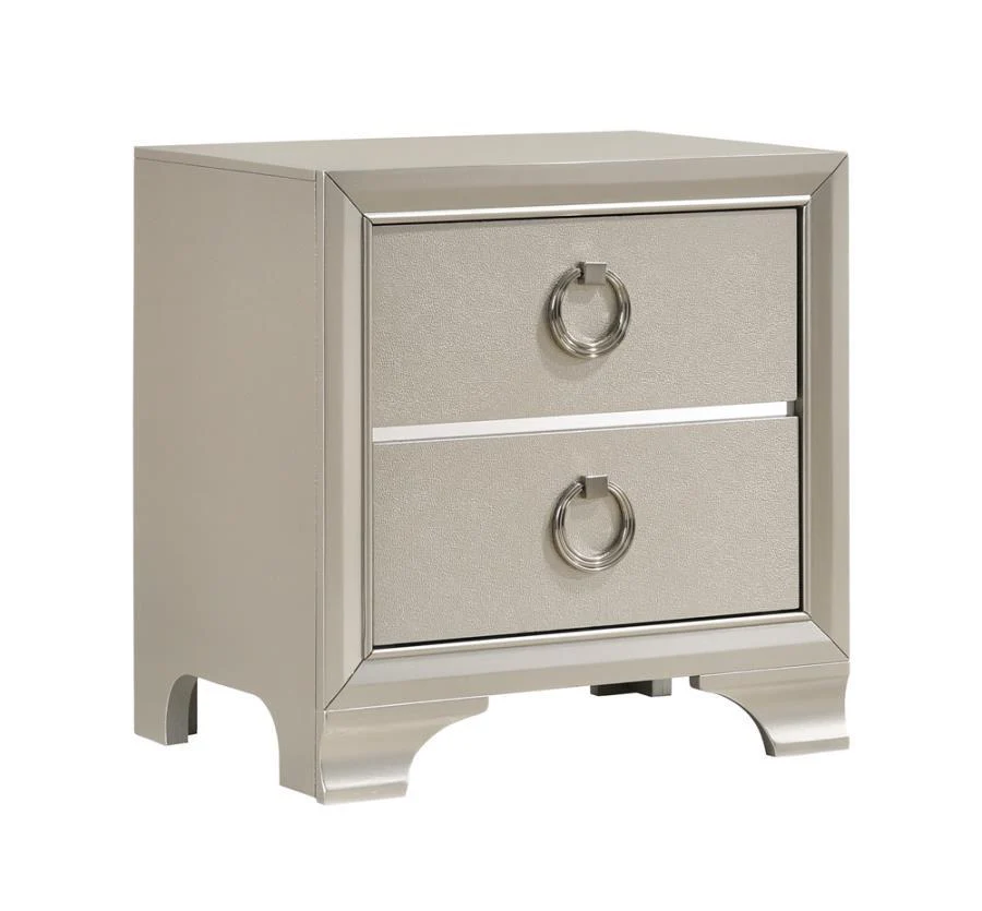 Salford 2-drawer Nightstand Metallic Sterling - Funk Metal Works LLC