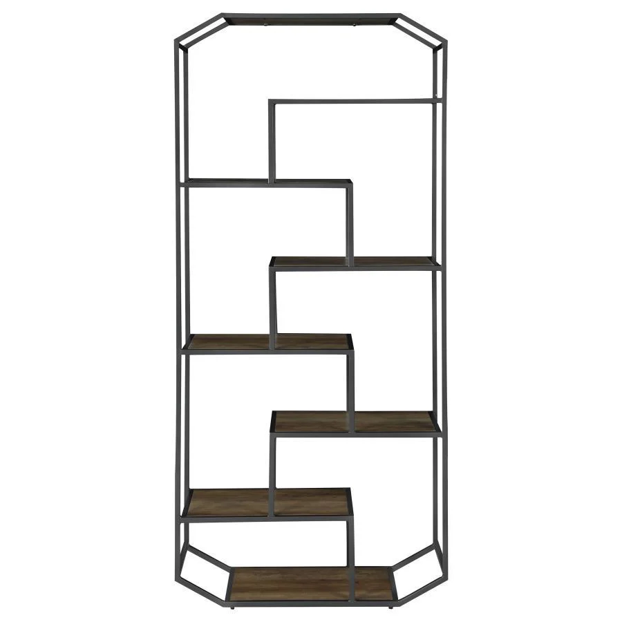 Leland - 6-Shelf Bookcase - Brown - Funk Metal Works LLC