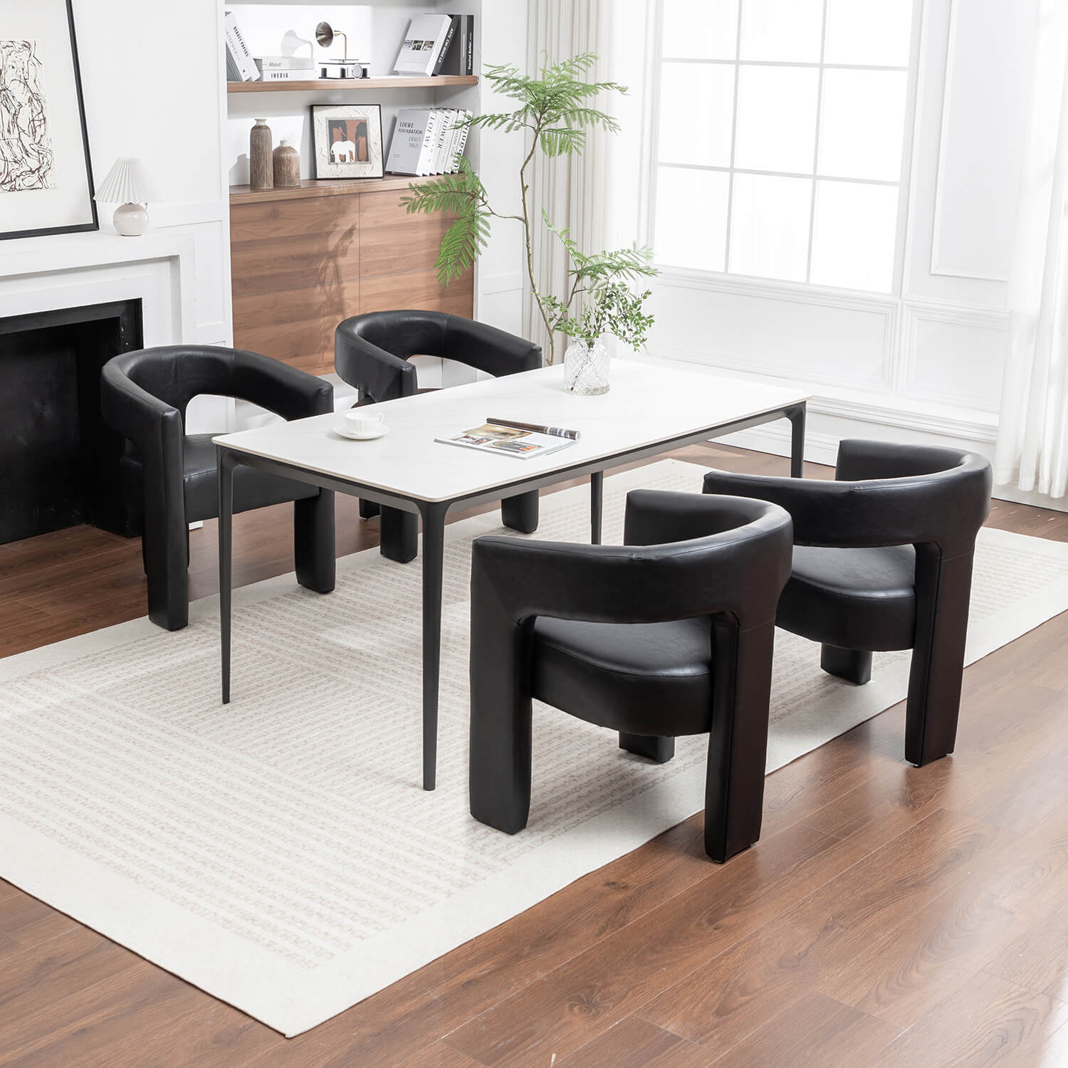 SEYNAR Modern Glam PU Leather Upholstered Dining Chair - Funk Metal Works LLC