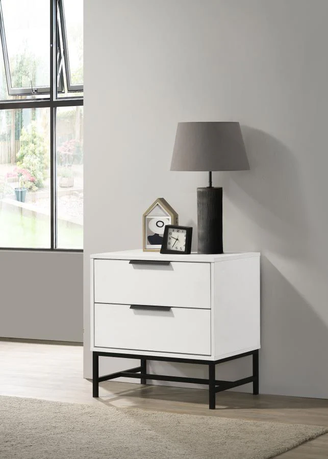 Sonora 2-drawer Nightstand Bedside Table White - Funk Metal Works LLC