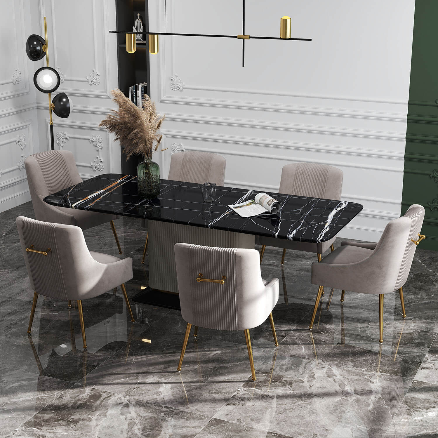 SEYNAR Modern Glam Velvet Dining Chair Set of 2/4/6 with Rear Handle - Funk Metal Works LLC