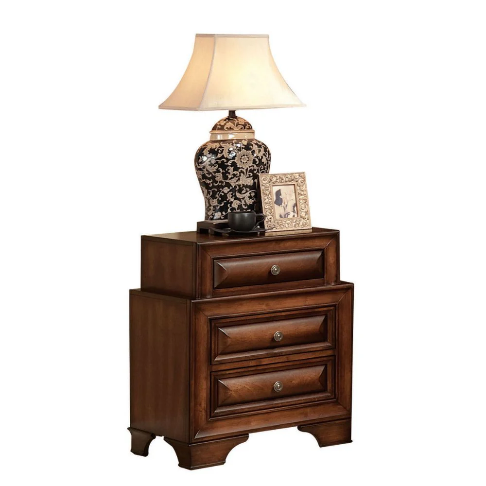 Konane - Nightstand - Brown Cherry - Funk Metal Works LLC