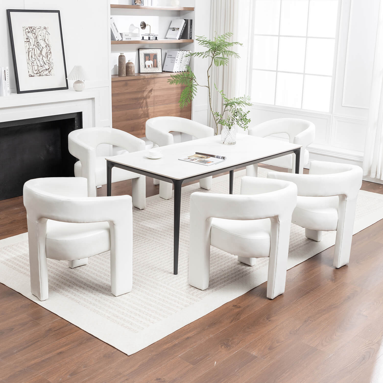 SEYNAR Modern Glam PU Leather Upholstered Dining Chair - Funk Metal Works LLC