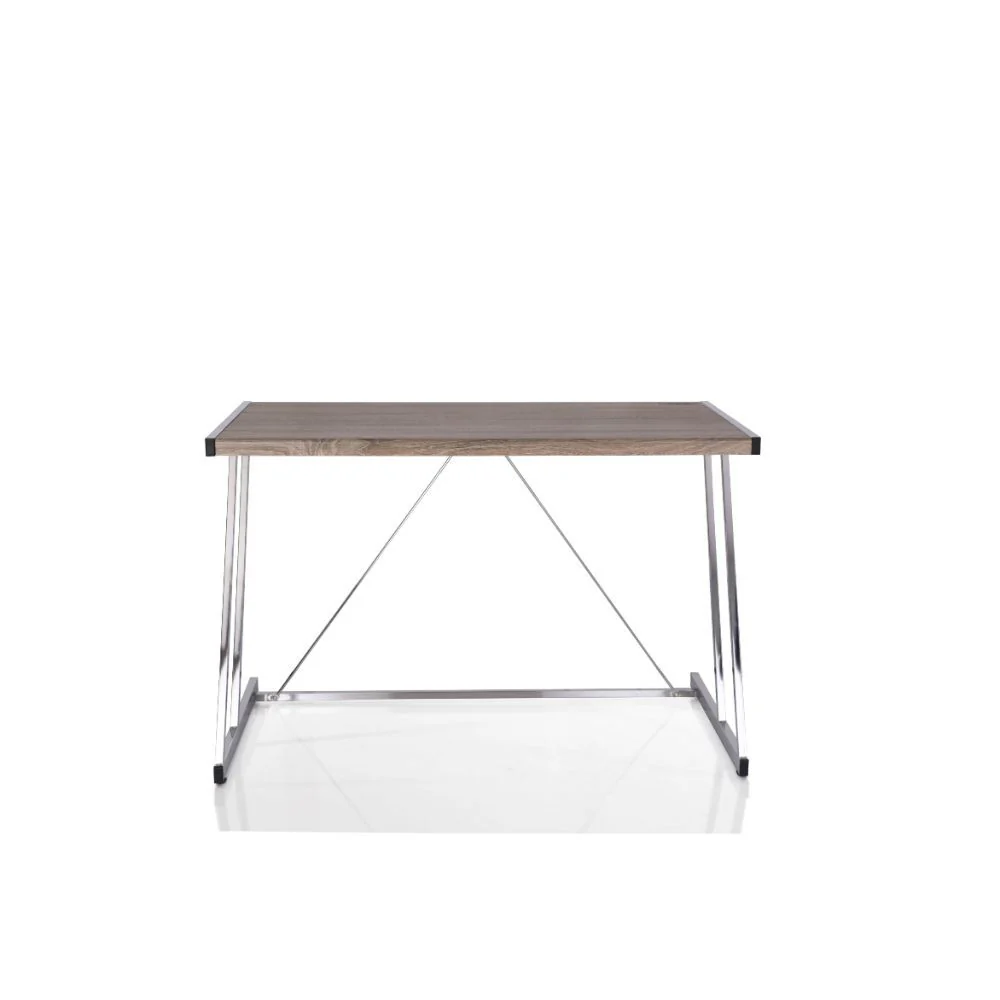 Finis - Desk - Weathered Oak & Chrome - Funk Metal Works LLC