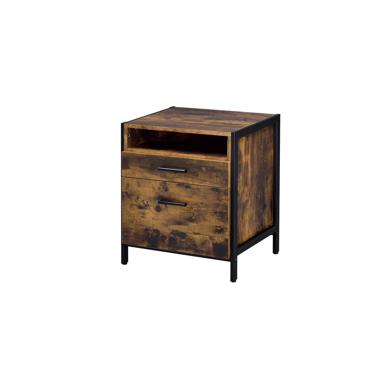 Juvanth - Nightstand - Rustic Oak & Black Finish - Funk Metal Works LLC