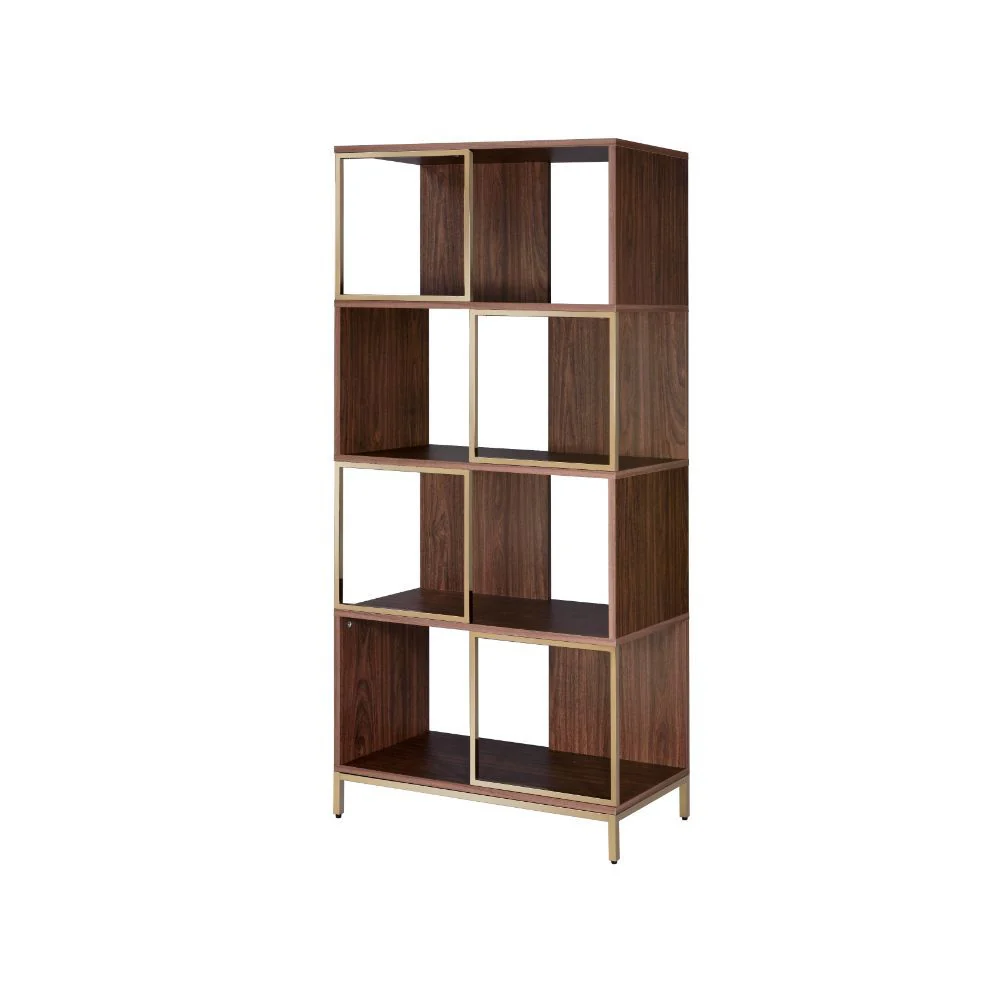 Diwan - Bookshelf - Walnut & Champagne - Funk Metal Works LLC