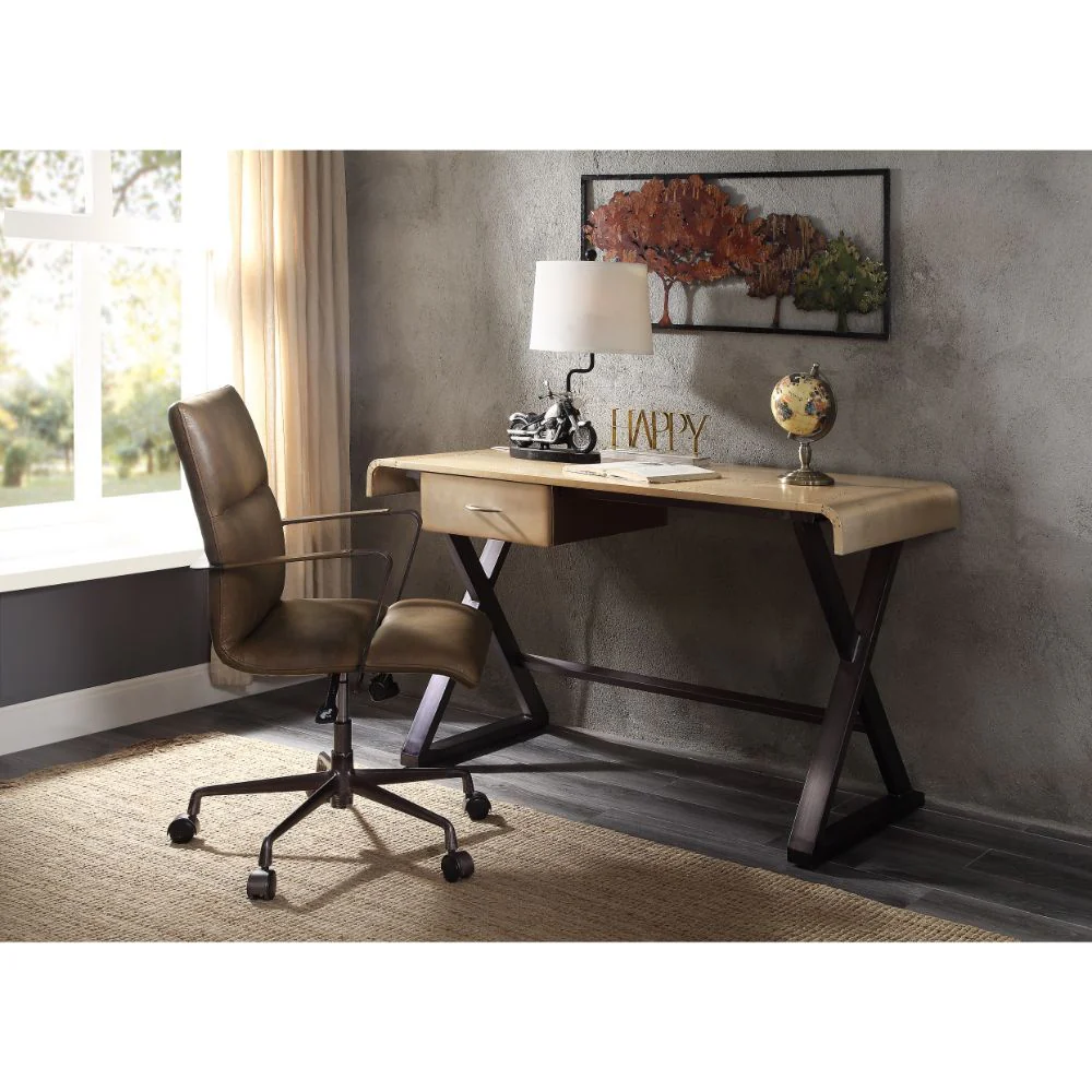 Danton - Desk - Gold Aluminum - Funk Metal Works LLC