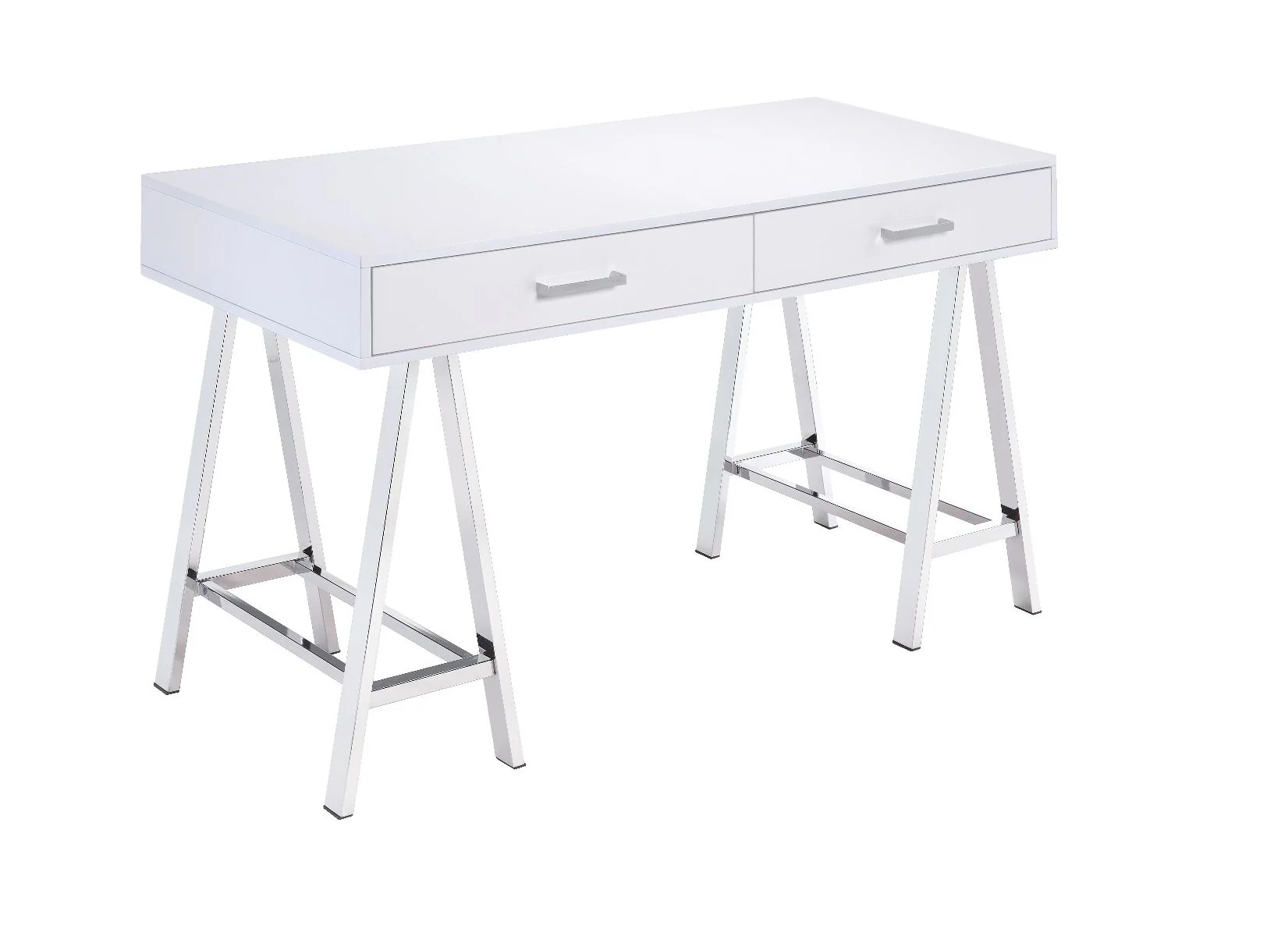 Coleen - Desk - White High Gloss & Chrome Finish - Funk Metal Works LLC