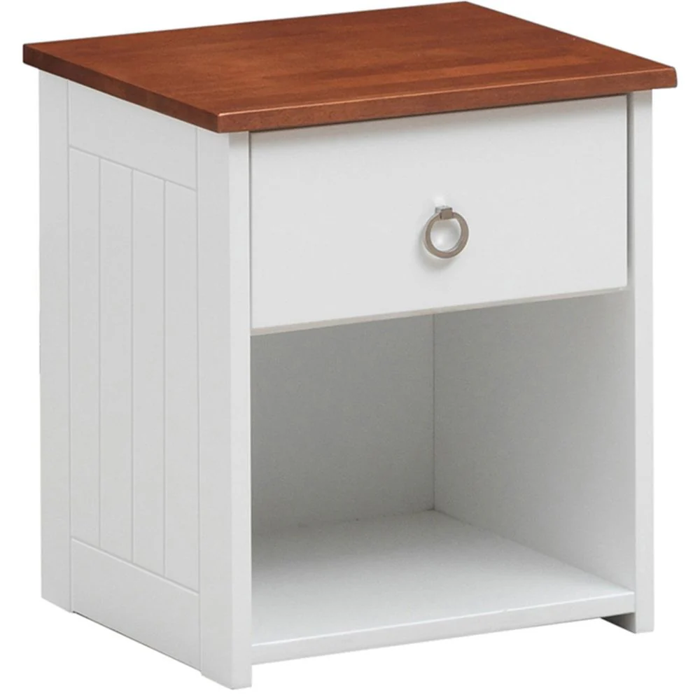 Farah - Nightstand - White & Oak - Funk Metal Works LLC
