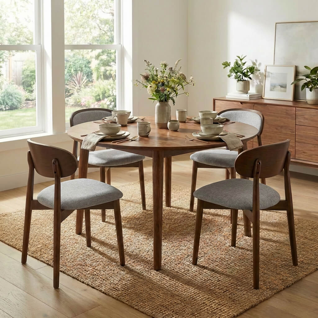 SEYNAR Set of 2/4/6 Mid-Century Modern Chenille Dining Chairs with Solid Wood Frame - Funk Metal Works LLC
