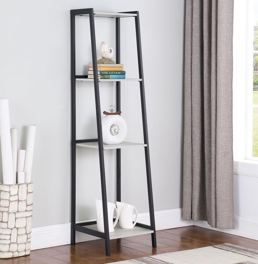 Pinckard - Ladder Bookcase - Gray - Funk Metal Works LLC