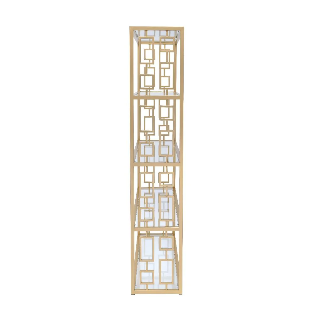 Blanrio - Bookshelf - Gold & Clear Glass - Funk Metal Works LLC