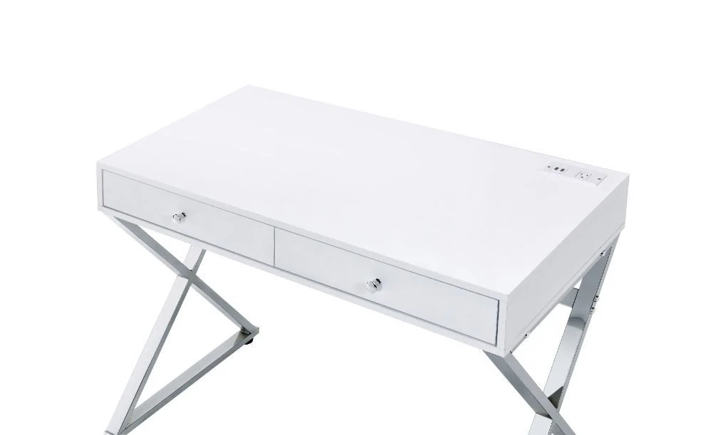 Coleen - Desk - White & Chrome Finish - Funk Metal Works LLC