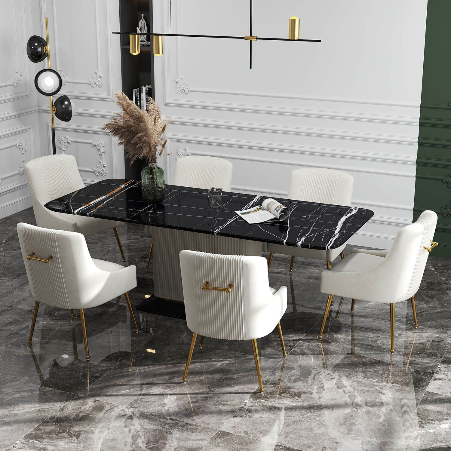 SEYNAR Modern Glam Velvet Dining Chair Set of 2/4/6 with Rear Handle - Funk Metal Works LLC