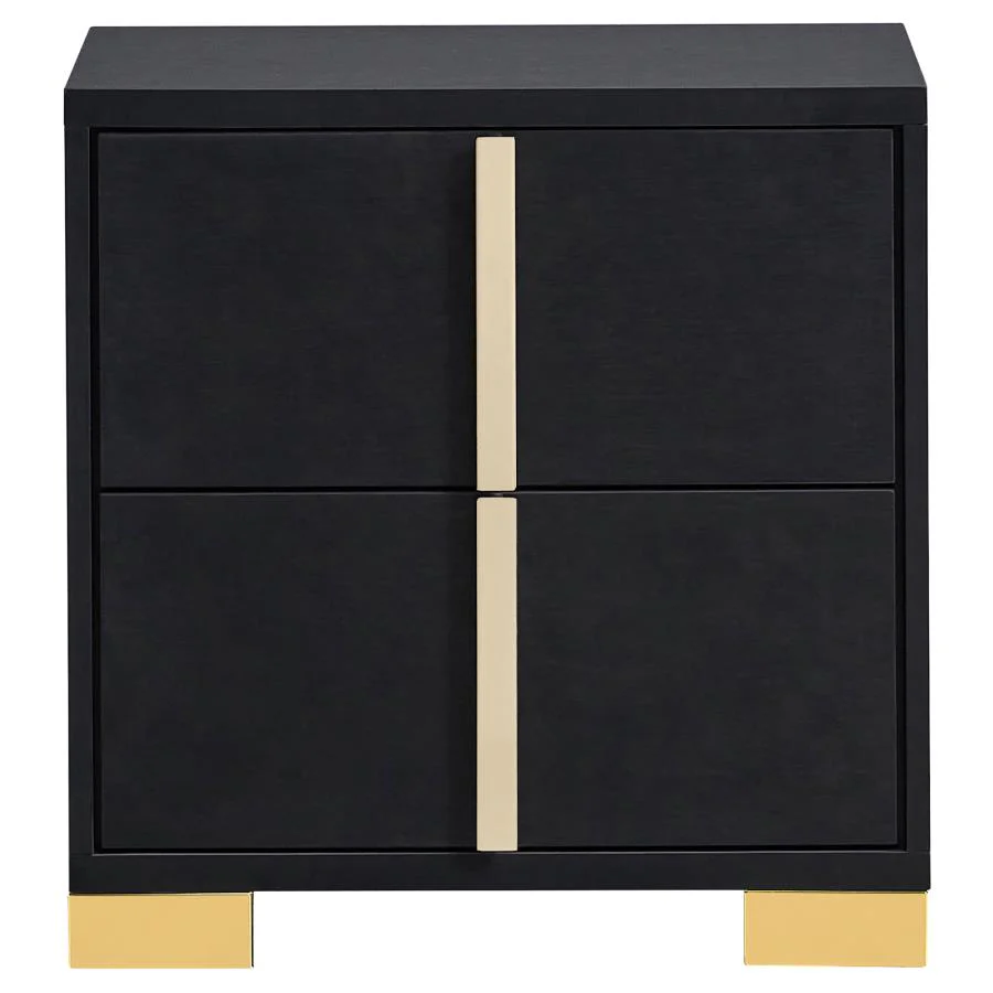 Marceline 2-drawer Nightstand Black - Funk Metal Works LLC