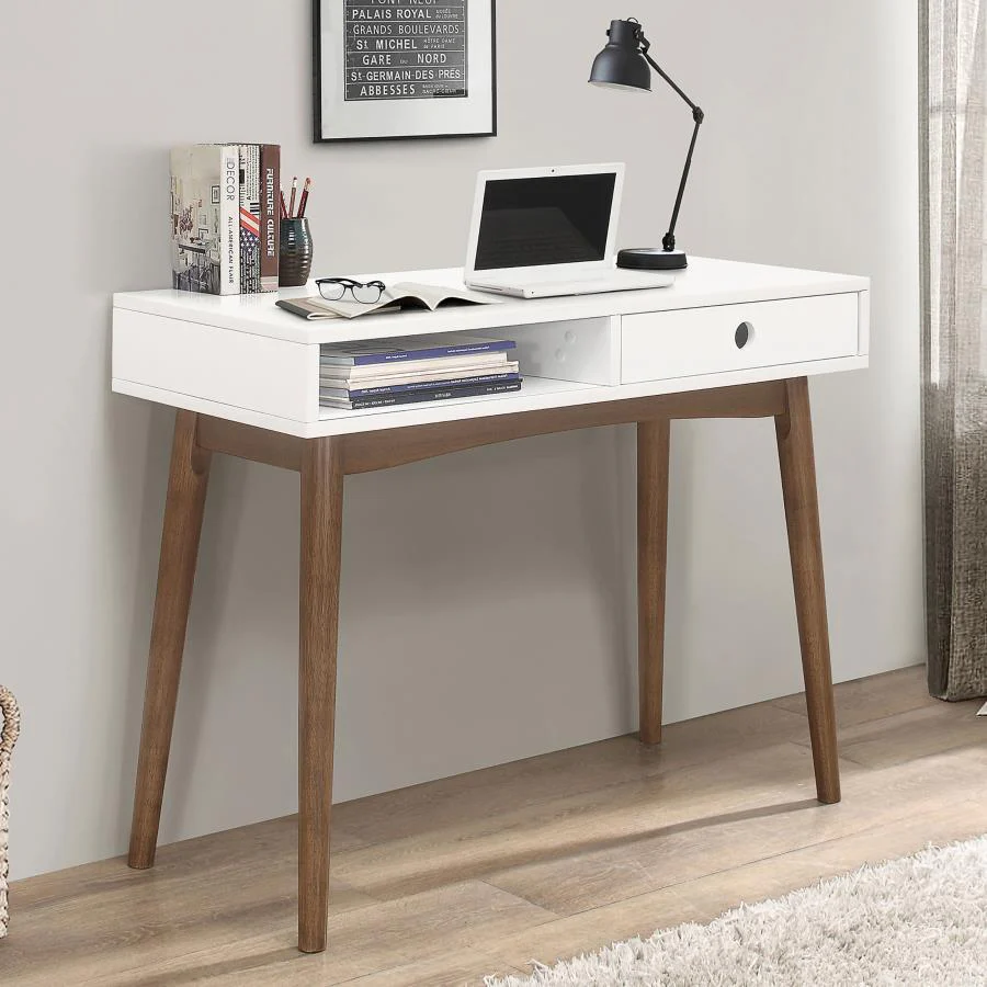 Bradenton - Writing Desk - White - Funk Metal Works LLC