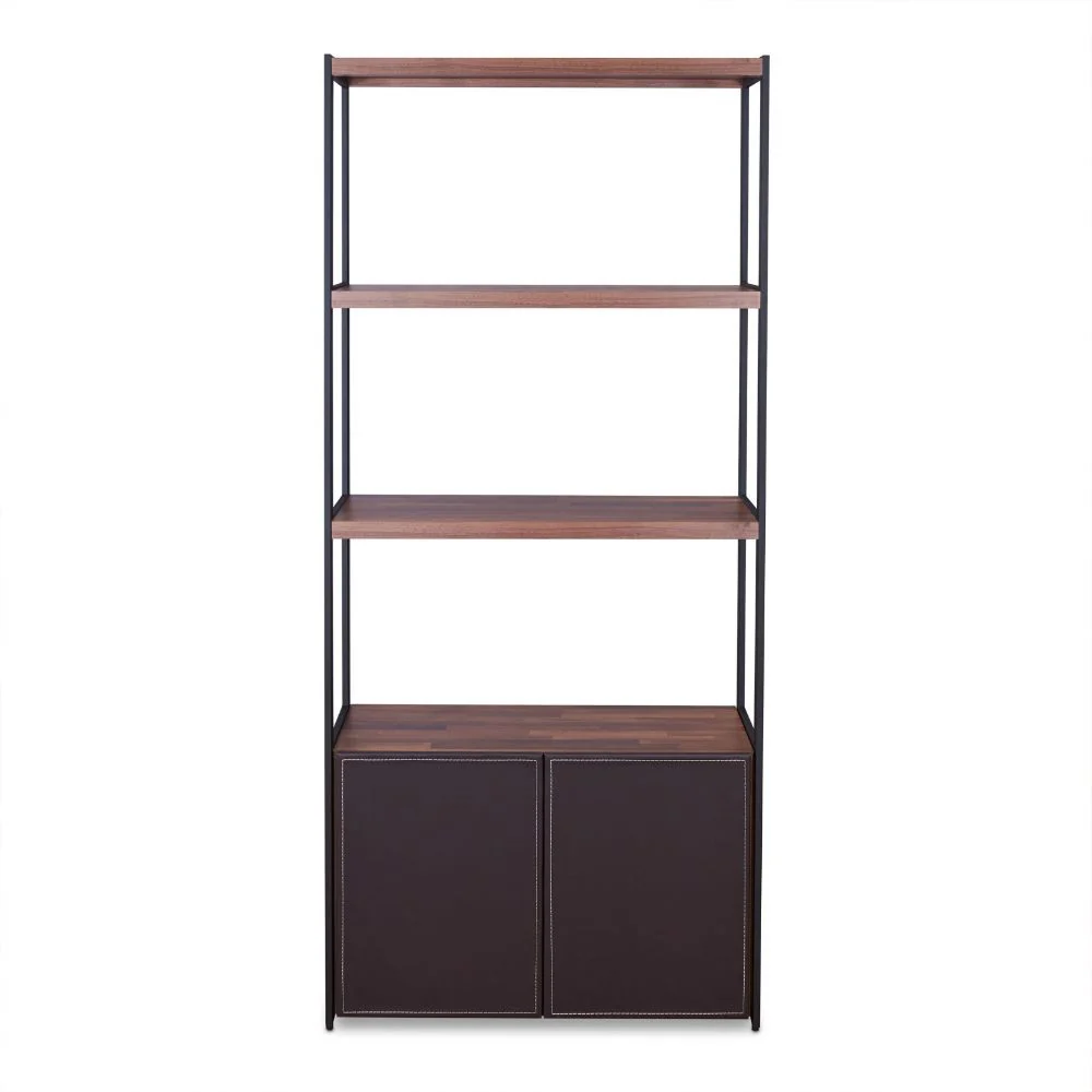 Sara - Bookshelf - Espresso PU, Walnut & Sandy Black - Funk Metal Works LLC