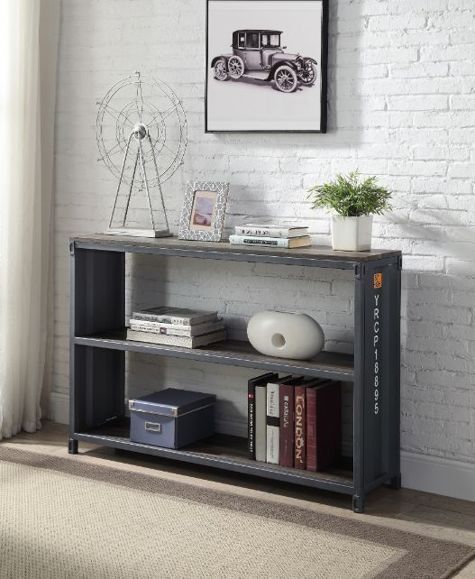 Cargo - Bookshelf - Weathered Oak & Gunmetal Finish - Funk Metal Works LLC