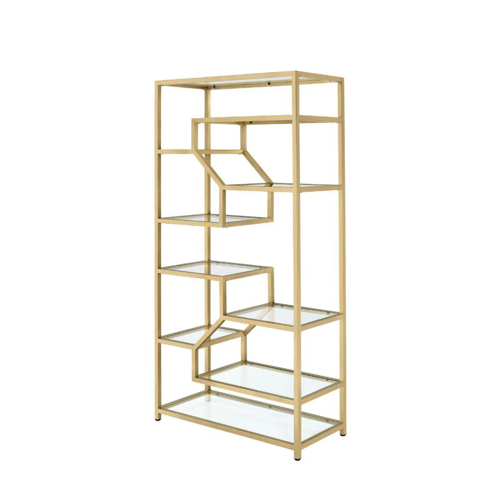 Lecanga- Bookshelf - Gold & Clear Glass - Funk Metal Works LLC