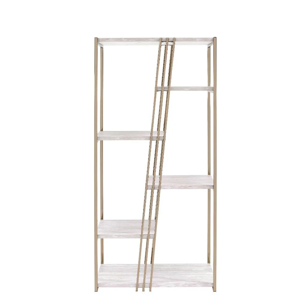 Tanan - Bookshelf - White & Champagne - Funk Metal Works LLC
