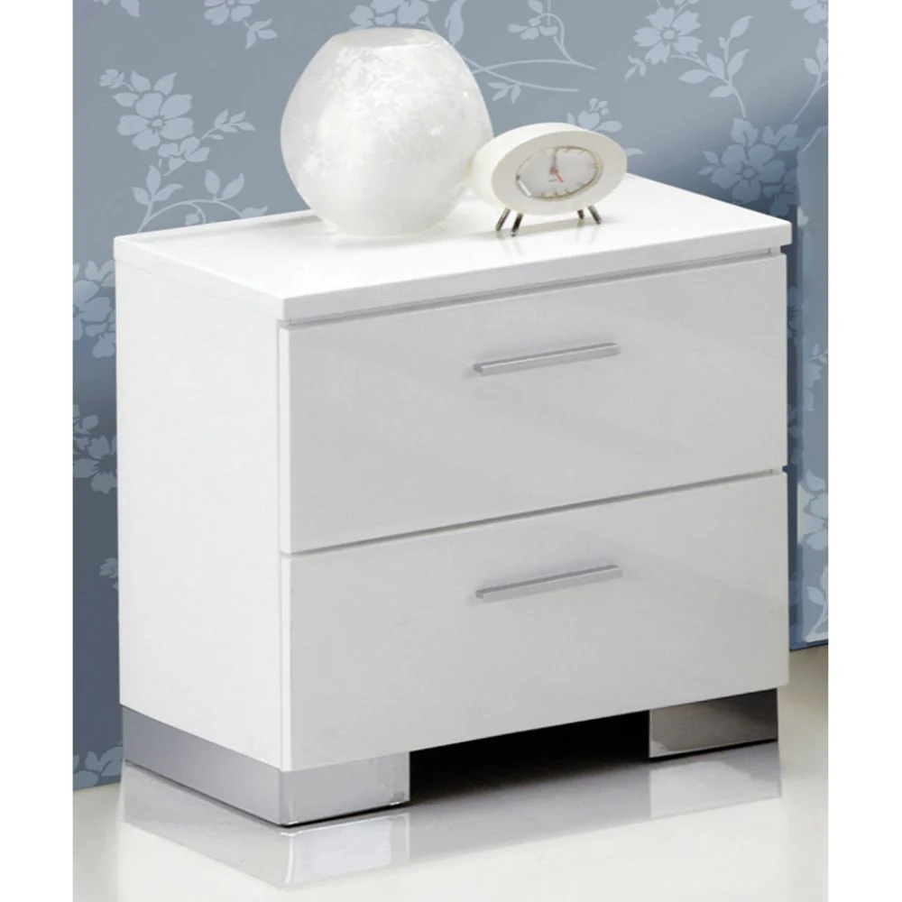 Lorimar - Nightstand - White & Chrome Leg - Funk Metal Works LLC