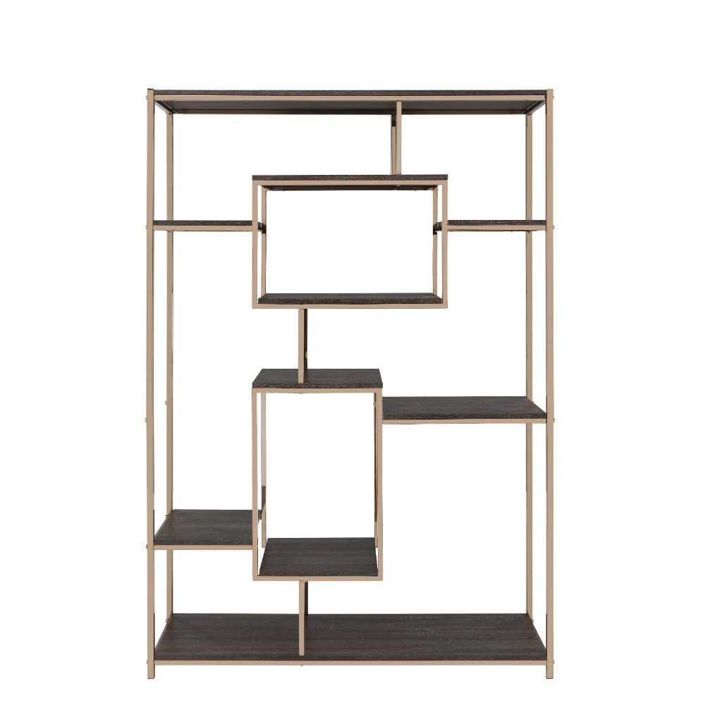 Scaola - Bookshelf - Rustic Gray Oak & Champagne - Funk Metal Works LLC
