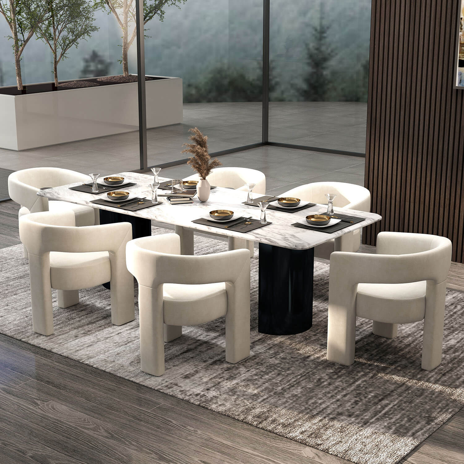 SEYNAR Modern Glam Velvet Upholstered Dining Chair, Open-Back Accent Chair - Funk Metal Works LLC
