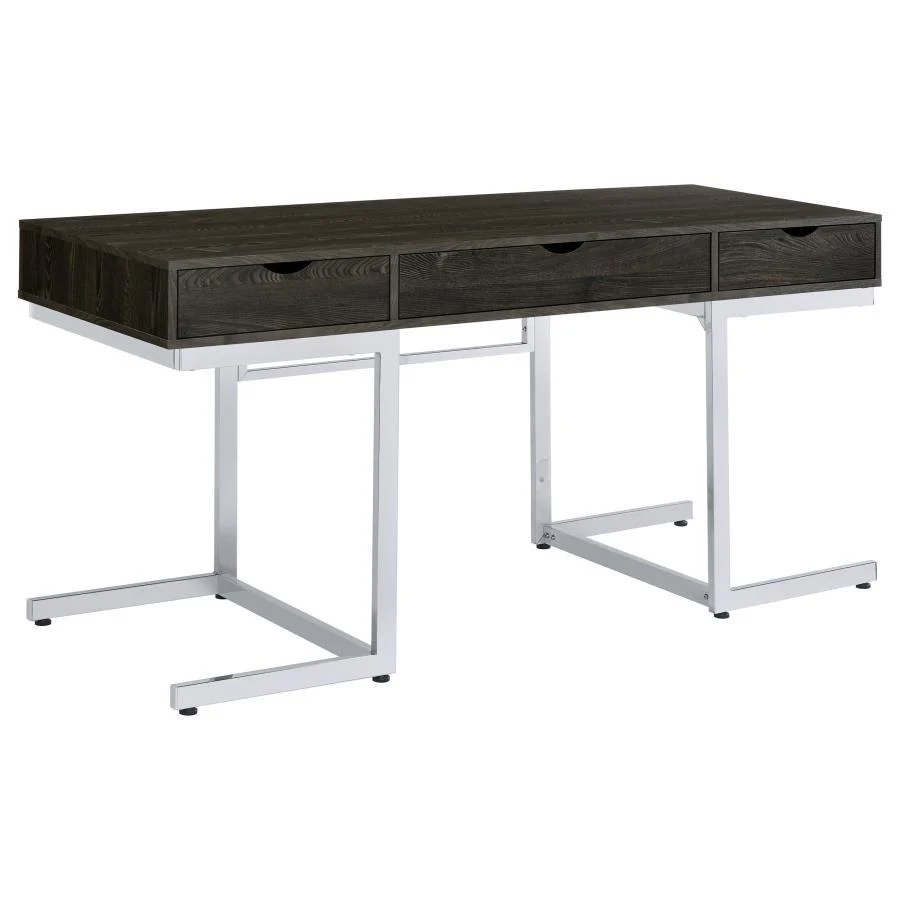 Noorvik - 3-Drawer Writing Desk - Brown - Funk Metal Works LLC