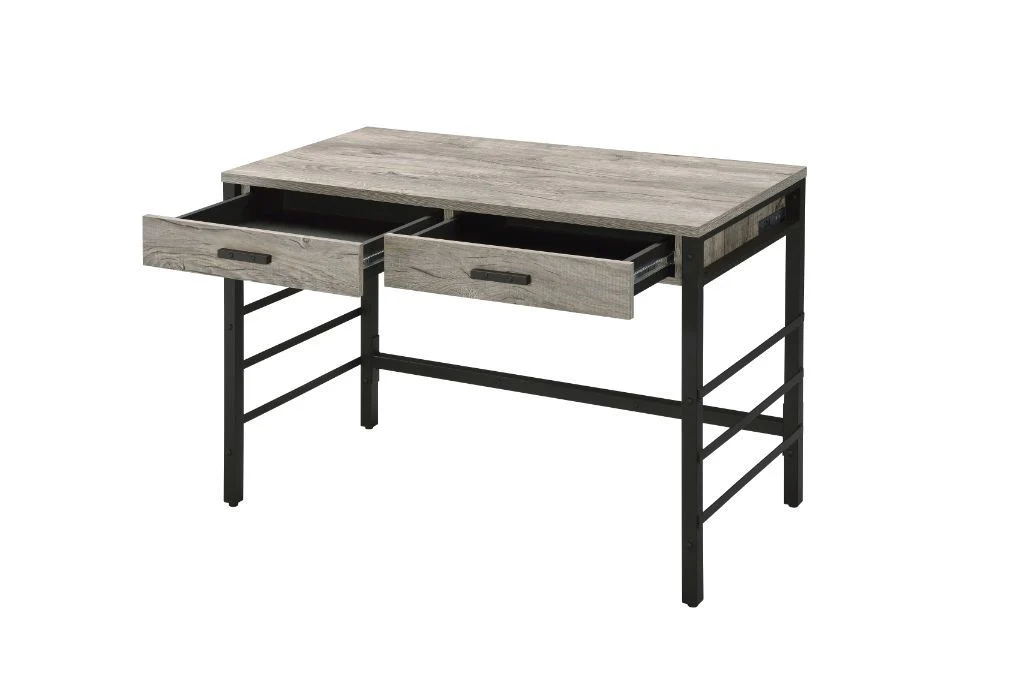 Disho - Desk - Light Weathered Oak & Black Finish - Funk Metal Works LLC