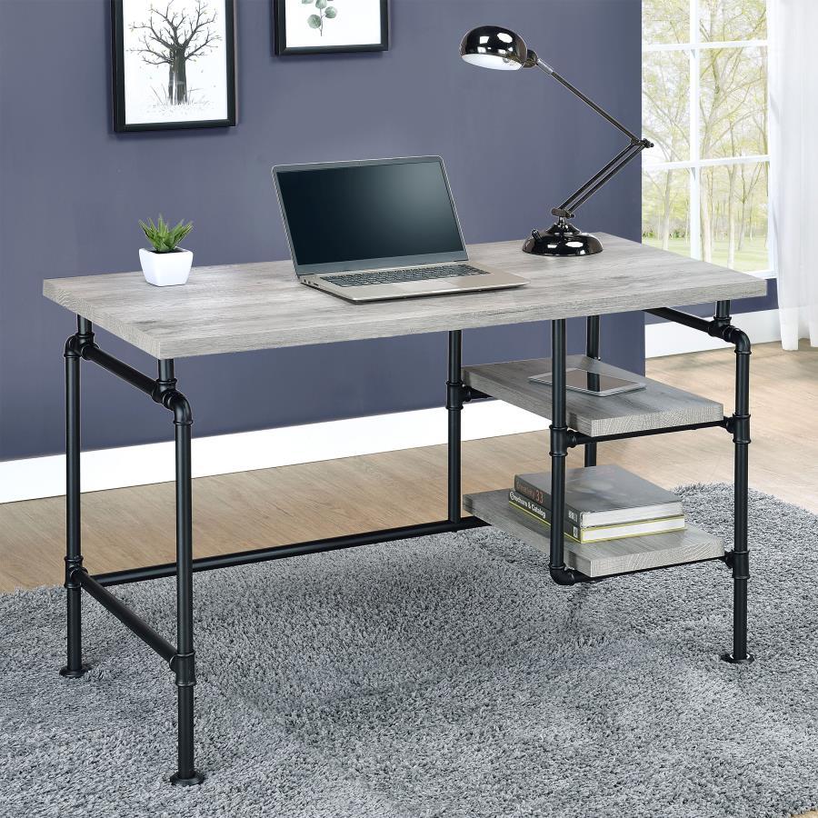 Delray - Writing Desk - Pearl Silver - Funk Metal Works LLC