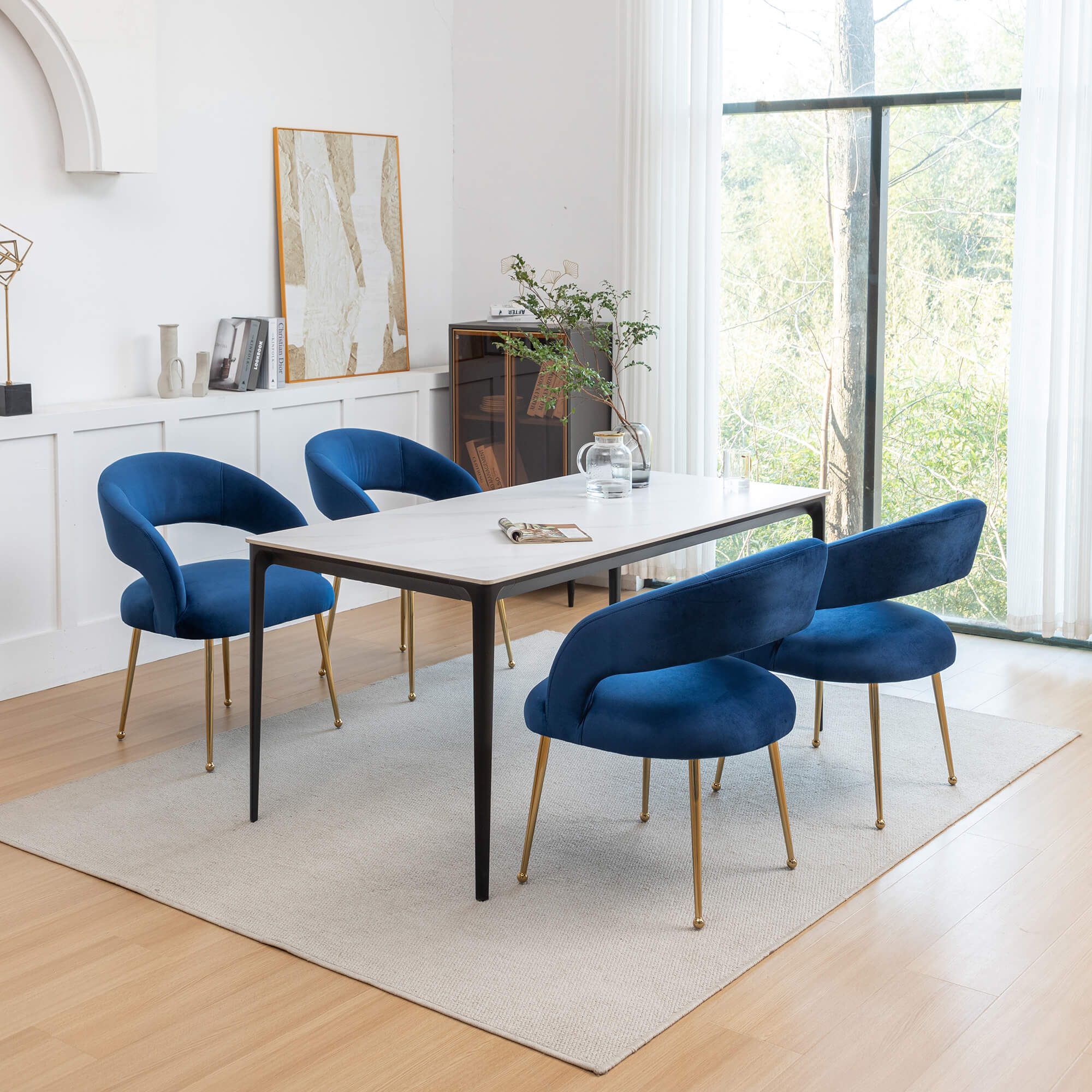 SEYNAR Mid Century Modern Velvet Upolstered Open-Back Dining Chair Set of 2/4/6 - Funk Metal Works LLC