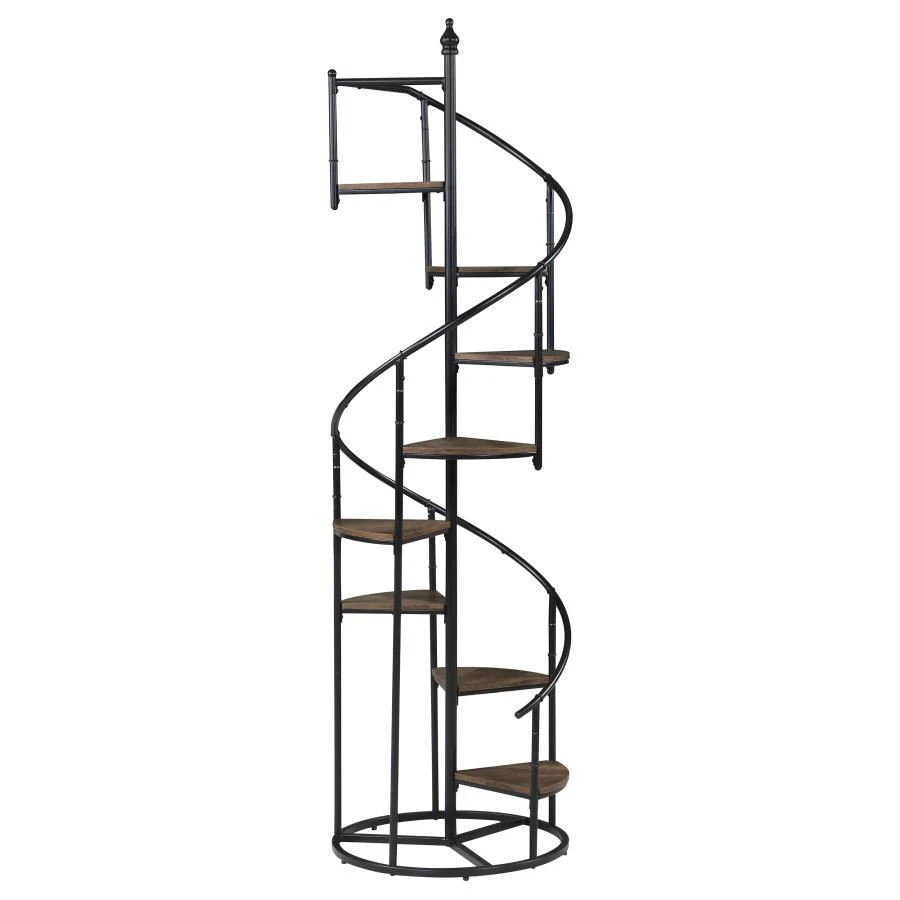 Roseglen - 8-Shelf Staircase Bookcase - Black - Funk Metal Works LLC